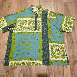 Vtg Manuheali'i XL 31" PTP Rayon Quilt Shirt 3XL/4XL